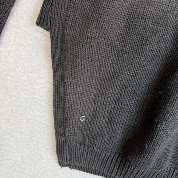 Lululemon Wool Comfy Split Hem Dark Green Olive Sweater Long Sleeve Yin To You 8 - Picture 6 of 6